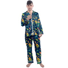 Brazil Musical Instruments Seamless Carnival Pattern Men s Long Sleeve Satin Pyjamas Set by Vaneshart