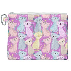 Colorful Cute Cat Seamless Pattern Purple Background Canvas Cosmetic Bag (xxl) by Vaneshart