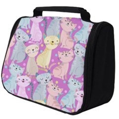 Colorful Cute Cat Seamless Pattern Purple Background Full Print Travel Pouch (big) by Vaneshart