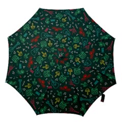 Guitars Musical Notes Seamless Carnival Pattern Hook Handle Umbrellas (small) by Vaneshart