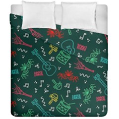 Guitars Musical Notes Seamless Carnival Pattern Duvet Cover Double Side (california King Size) by Vaneshart