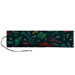 Guitars Musical Notes Seamless Carnival Pattern Roll Up Canvas Pencil Holder (l) by Vaneshart