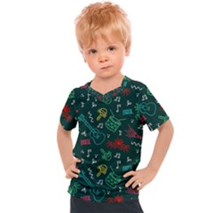 Guitars Musical Notes Seamless Carnival Pattern Kids  Sports Tee