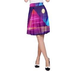 Egyptian Pyramids Night Landscape Cartoon A-line Skirt by Vaneshart