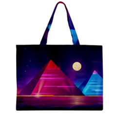 Egyptian Pyramids Night Landscape Cartoon Zipper Mini Tote Bag by Vaneshart