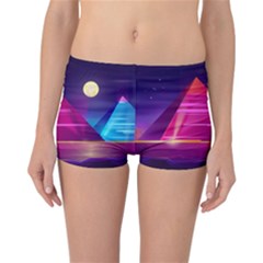 Egyptian Pyramids Night Landscape Cartoon Reversible Boyleg Bikini Bottoms by Vaneshart