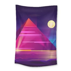 Egyptian Pyramids Night Landscape Cartoon Small Tapestry by Vaneshart