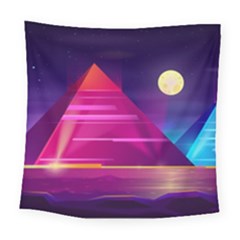 Egyptian Pyramids Night Landscape Cartoon Square Tapestry (large) by Vaneshart