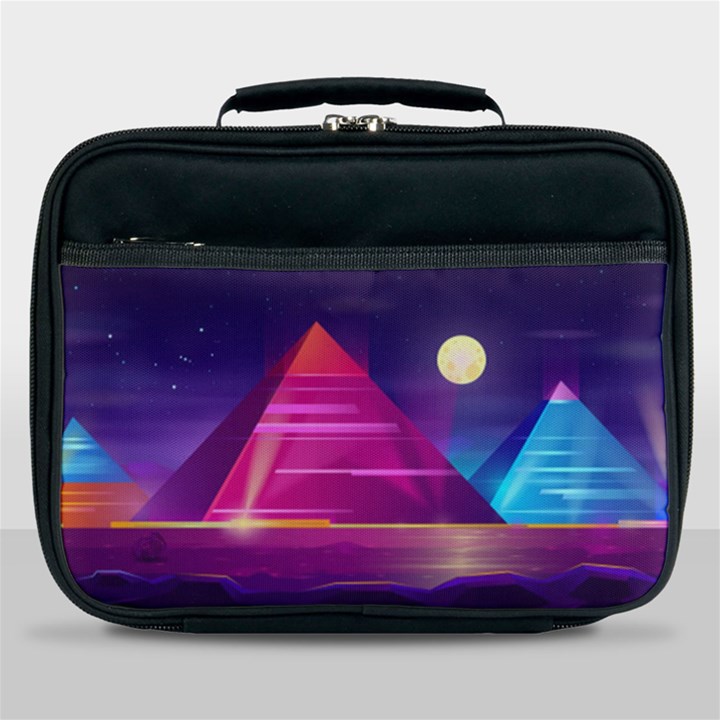 Egyptian Pyramids Night Landscape Cartoon Lunch Bag