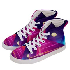 Egyptian Pyramids Night Landscape Cartoon Women s Hi-top Skate Sneakers by Vaneshart