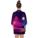 Egyptian Pyramids Night Landscape Cartoon Half Sleeve Chiffon Kimono View2