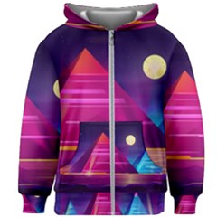 Egyptian Pyramids Night Landscape Cartoon Kids  Zipper Hoodie Without Drawstring by Vaneshart