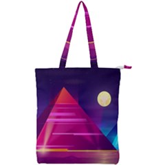 Egyptian Pyramids Night Landscape Cartoon Double Zip Up Tote Bag by Vaneshart