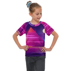 Egyptian Pyramids Night Landscape Cartoon Kids  Mesh Piece Tee