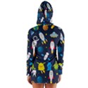 Big Set Cute Astronauts Space Planets Stars Aliens Rockets Ufo Constellations Satellite Moon Rover V Long Sleeve Hooded T-shirt View2