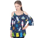 Big Set Cute Astronauts Space Planets Stars Aliens Rockets Ufo Constellations Satellite Moon Rover V Flutter Tees View1