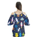 Big Set Cute Astronauts Space Planets Stars Aliens Rockets Ufo Constellations Satellite Moon Rover V Flutter Tees View2