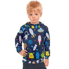 Big Set Cute Astronauts Space Planets Stars Aliens Rockets Ufo Constellations Satellite Moon Rover V Kids  Hooded Pullover by Vaneshart