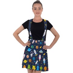 Big Set Cute Astronauts Space Planets Stars Aliens Rockets Ufo Constellations Satellite Moon Rover V Velvet Suspender Skater Skirt by Vaneshart