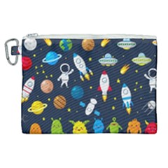 Big Set Cute Astronauts Space Planets Stars Aliens Rockets Ufo Constellations Satellite Moon Rover V Canvas Cosmetic Bag (xl) by Vaneshart