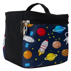 Big Set Cute Astronauts Space Planets Stars Aliens Rockets Ufo Constellations Satellite Moon Rover V Make Up Travel Bag (small)