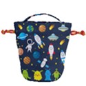 Big Set Cute Astronauts Space Planets Stars Aliens Rockets Ufo Constellations Satellite Moon Rover V Drawstring Bucket Bag View2