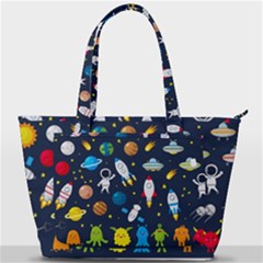 Big Set Cute Astronauts Space Planets Stars Aliens Rockets Ufo Constellations Satellite Moon Rover V Back Pocket Shoulder Bag  by Vaneshart