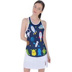 Big Set Cute Astronauts Space Planets Stars Aliens Rockets Ufo Constellations Satellite Moon Rover V Racer Back Mesh Tank Top by Vaneshart