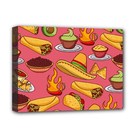 Seamless Pattern Mexican Food Hat Traditional Deluxe Canvas 16  X 12  (stretched)  by Vaneshart