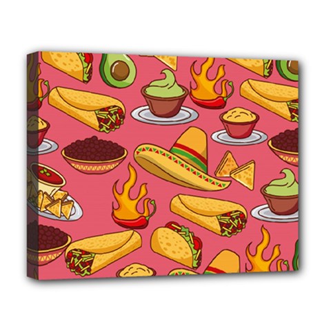 Seamless Pattern Mexican Food Hat Traditional Deluxe Canvas 20  X 16  (stretched) by Vaneshart