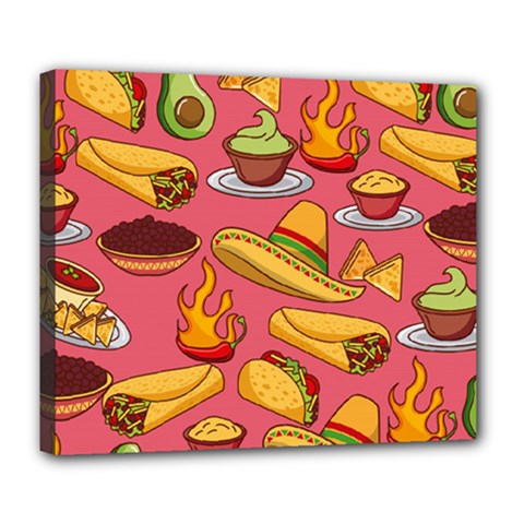 Seamless Pattern Mexican Food Hat Traditional Deluxe Canvas 24  X 20  (stretched) by Vaneshart