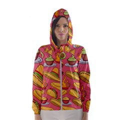 Seamless Pattern Mexican Food Hat Traditional Women s Hooded Windbreaker by Vaneshart