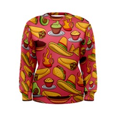 Seamless Pattern Mexican Food Hat Traditional Women s Sweatshirt by Vaneshart