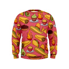 Seamless Pattern Mexican Food Hat Traditional Kids  Sweatshirt by Vaneshart