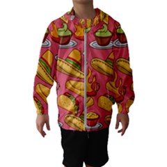 Seamless Pattern Mexican Food Hat Traditional Kids  Hooded Windbreaker by Vaneshart