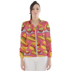 Seamless Pattern Mexican Food Hat Traditional Women s Windbreaker by Vaneshart