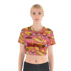 Seamless Pattern Mexican Food Hat Traditional Cotton Crop Top by Vaneshart