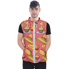 Seamless Pattern Mexican Food Hat Traditional Men s Puffer Vest by Vaneshart