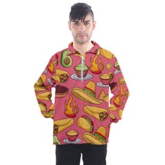 Seamless Pattern Mexican Food Hat Traditional Men s Half Zip Pullover by Vaneshart