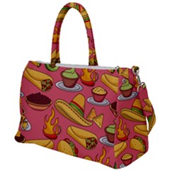 Seamless Pattern Mexican Food Hat Traditional Duffel Travel Bag by Vaneshart