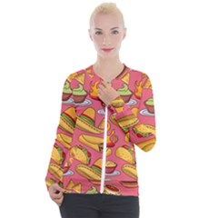 Seamless Pattern Mexican Food Hat Traditional Casual Zip Up Jacket by Vaneshart