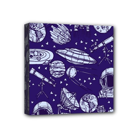 Space Sketch Seamless Pattern Mini Canvas 4  X 4  (stretched) by Vaneshart