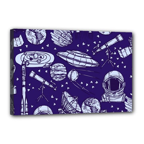 Space Sketch Seamless Pattern Canvas 18  X 12  (stretched) by Vaneshart