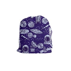 Space Sketch Seamless Pattern Drawstring Pouch (medium) by Vaneshart