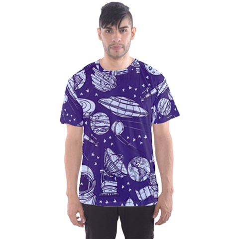 Space Sketch Seamless Pattern Men s Sports Mesh Tee by Vaneshart