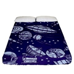 Space Sketch Seamless Pattern Fitted Sheet (queen Size) by Vaneshart