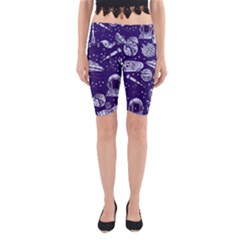 Space Sketch Seamless Pattern Yoga Cropped Leggings by Vaneshart