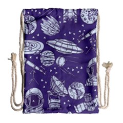 Space Sketch Seamless Pattern Drawstring Bag (large) by Vaneshart