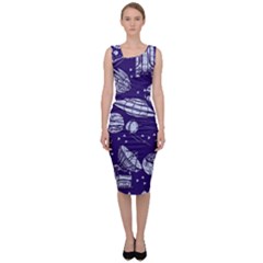 Space Sketch Seamless Pattern Sleeveless Pencil Dress by Vaneshart