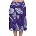 Space Sketch Seamless Pattern Velvet Flared Midi Skirt View1